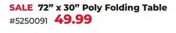 Runnings 72 x 30 Poly Folding Table offer
