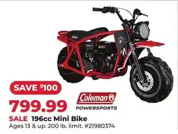 Runnings Coleman 196cc Mini Bike offer