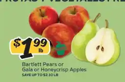 Winn Dixie Bartlett Pears or Gala or Honeycrisp Apples offer