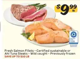 Winn Dixie Fresh Salmon Fillets or Ahi Tuna Steaks offer