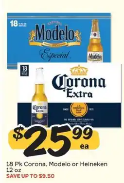 Winn Dixie 18 Pk Corona, Modelo or Heineken offer