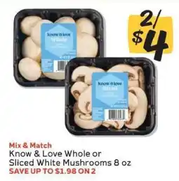 Winn Dixie Know & Love Whole or Sliced White Mushrooms offer