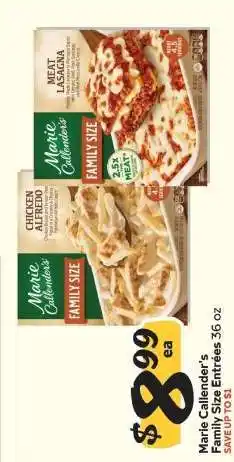 Winn Dixie Marie Callender's Family Size Entrées offer