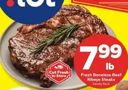 Save a Lot Fresh Boneless Beef Ribeye Steaks offer