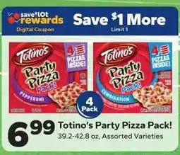 Save a Lot Totino's Party Pizza Pack offer