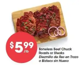 Food 4 Less Boneless Beef Chuck Roasts or Steaks offer