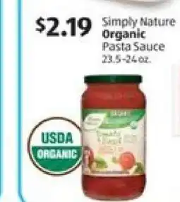 Aldi Simply Nature Organic Pasta Sauce offer