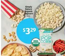 Aldi Simply Nature Organic Popcorn offer