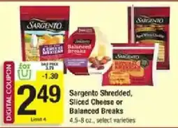 Shaw's Sargento Shredded, Sliced Cheese or Balanced Breaks offer