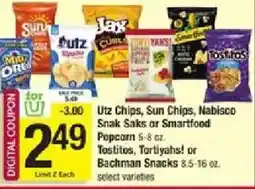 Shaw's Utz Chips, Sun Chips, Nabisco Snak Saks or Smartfood offer