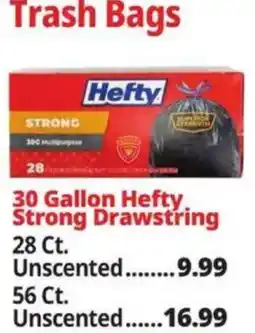 Ocean State Job Lot Hefty strong drawstring trash bags offer