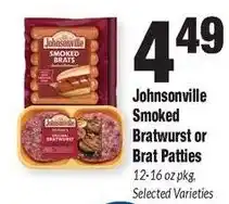 Sentry Johnsonville Smoked Bratwurst or Brat Patties offer