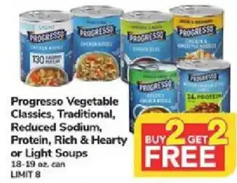 Progresso vegetable classics, traditional, reduced sodium, protein, rich & hearty or light soups
