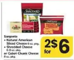 ACME Sargento Natural American Sliced Cheese or Shredded Cheese or Cabot Chunk Cheese offer