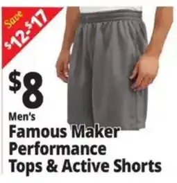Ocean State Job Lot Men's Famous Maker Performance Tops & Active Shorts offer