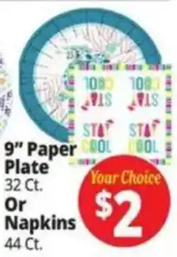 Ocean State Job Lot 9" Paper Plate Or Napkins offer