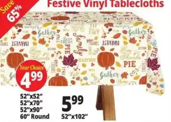 Ocean State Job Lot Festive Vinyl Tablecloths offer