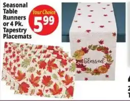 Ocean State Job Lot Seasonal Table Runners or 4 Pk. Tapestry Placemats offer