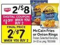 Stop&Shop McCain Fries or Onion Rings offer