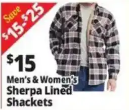 Ocean State Job Lot Men's & Women's Sherpa Lined Shackets offer