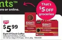 Stop&Shop Eight O'Clock Coffee offer