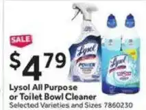 Stop&Shop Lysol All Purpose or Toilet Bowl Cleaner offer
