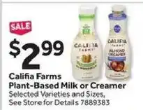 Stop&Shop Califia Farms Plant-Based Milk or Creamer offer