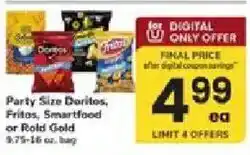 ACME Party Size Doritos, Fritos, Smartfood or Gold offer
