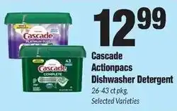 Sentry Cascade Actionpacs Dishwasher Detergent offer
