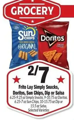 Sentry Frito Lay Simply Snacks, Doritos, Sun Chips, Dip or Salsa offer