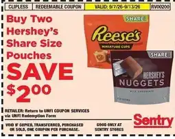 Sentry Hershey's Share Size Pouches offer