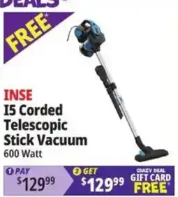 Ocean State Job Lot Inse i5 corded telescopic stick vacuum offer