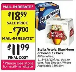 Stop&Shop Stella Artois, Blue Moon or Peroni 12 Pack offer