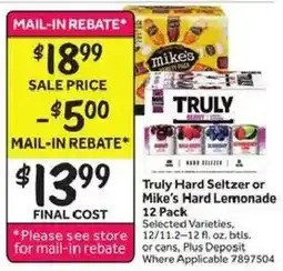 Stop&Shop Truly Hard Seltzer or Mike's Hard Lemonade offer