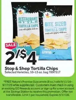 Stop&Shop Stop & Shop Tortilla Chips offer