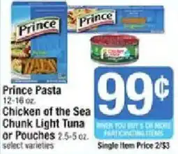 Shaw's Prince Pasta Chicken of the Sea Chunk Light Tuna or Pouches offer