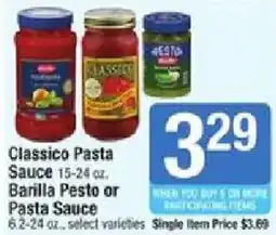Shaw's Classico Pasta Sauce or Barilla Pesto or Pasta Sauce offer