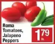Shaw's Roma Tomatoes, Jalapeno Peppers offer