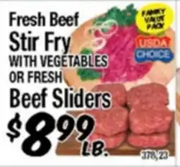 Western Beef Fresh Beef Stir Fry WITH VEGETABLES OR FRESH Beef Sliders offer