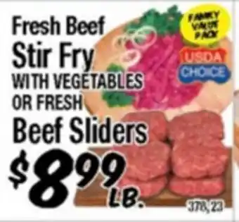 Western Beef Fresh Beef Stir Fry WITH VEGETABLES OR FRESH Beef Sliders offer