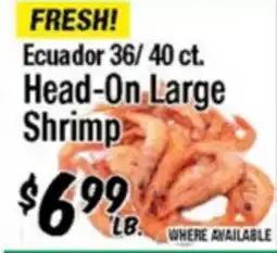 Western Beef Ecuador 36/ 40 ct. Head-On Large Shrimp offer