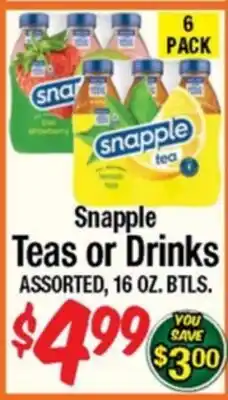 Western Beef Snapple Teas or Drinks offer