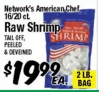 Western Beef Network's American Chef 16/20 ct. Raw Shrimp offer