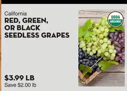 Bristol Farms California RED, GREEN, OR BLACK SEEDLESS GRAPES offer