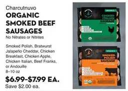 Bristol Farms Charcutnuvo ORGANIC SMOKED BEEF SAUSAGES offer