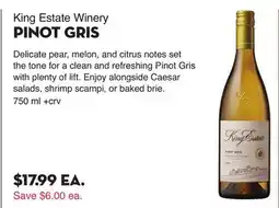 Bristol Farms King Estate Winery PINOT GRIS offer
