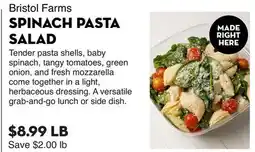 Bristol Farms SPINACH PASTA SALAD offer