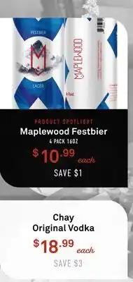Standard Market Maplewood Festbier Chay Original Vodka offer
