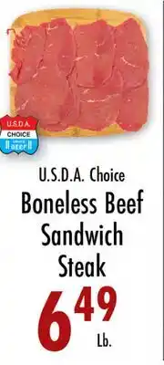 Garden Fresh Market U.S.D.A Choice Boneless Beef Sandwich Steak offer