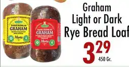 Garden Fresh Market Graham Light or Dark Rye Bread Loaf offer